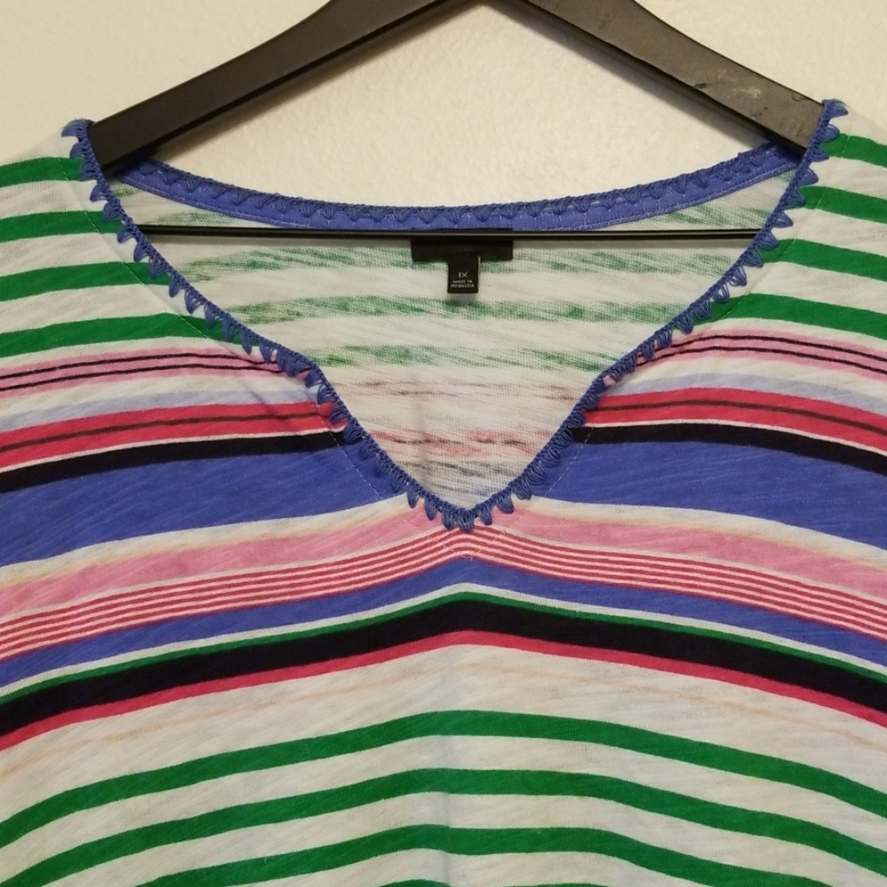 Talbots Naples Stripe Embroidered Split-Neck Tunic - image 4